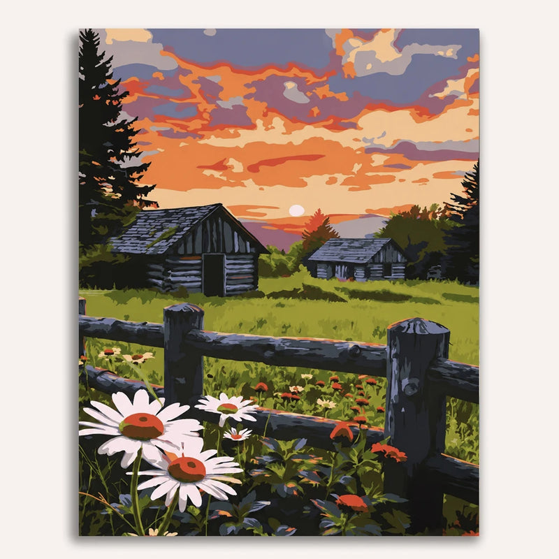 Sunset Cabin Paint by Numbers Kit