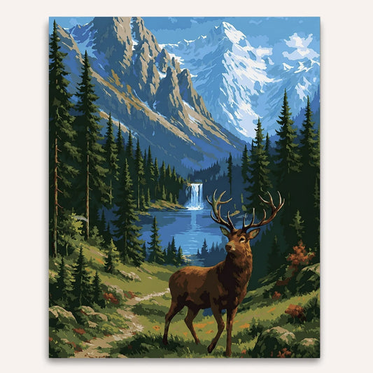 Mountain Elk Landscape by Numbers Kit