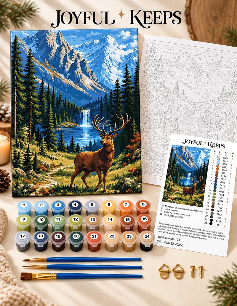 Mountain Elk Landscape by Numbers Kit